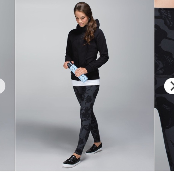 Lululemon- HR Wunder Under Flat Inky Floral- Sz 10- 28”- FoldOver- Coal Black - Picture 3 of 14